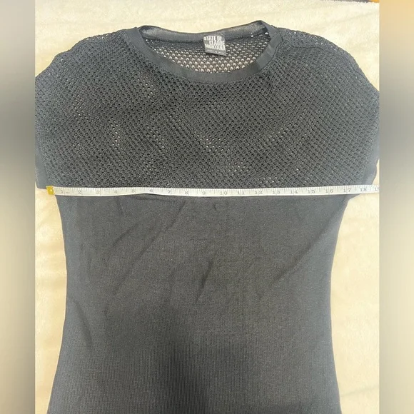 State of Claude Montana Black Mesh Sheer Tunic Top Italy Size 8 - Picture 6 of 10